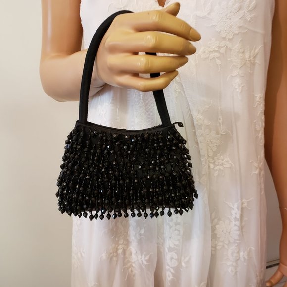 NWOT small Beaded Black Bag. - Picture 6 of 11
